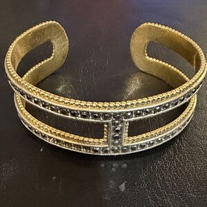 Lucky Brand Gold and Silver Open Cuff Bracelet